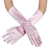 IREANJ Handschuhe Damen Langhandschuhe Satin Opera Womens Stretch Party Abend Bankett Opera Abendparty Prom Handschuhe Mangas □□□□□□□□ □□□□□□□ (Color : Pink, Gloves Size : One Size)