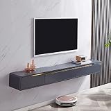 FPIGSHS TV Lowboard, TV-Schrank 120cm Wand TV-Schrank, Grau/weiß TV Lowboard Board Hängend Hängeschrank, 2-Schubladen-Multimedia Wandregal Set-Top-Box-Lagerregal，Pflegeleicht (Color : B)