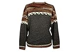 Sunny Times - Pullover aus Peru, Norweger Muster, Alpaka Wolle und Polyacryl, Indianer Muster, Handgemacht, Gestreift, Weich und Kratzfrei, (Dunkelgrau, M)