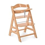 Hauck Kinder Hochstuhl Alpha Plus - Mitwachsender Babystuhl aus Holz, Kinderhochstuhl ab 6 Monate, verstellbar, mit Schrittgurt und 5-Punkt-Gurt - N