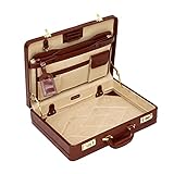 TASSIA Aktenkoffer/Attachékoffer mit Dehnfalte - Luxuriöses Leder Dokumententasche, Laptop - Attachékoffer Schwarz Laptoptasche, Cog