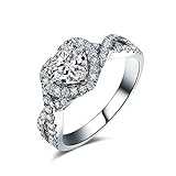 Beydodo Ringe für Damen 750 Weißgold, Eheringe Solitär Ring Herz Diamant 0.5ct Partner Ringe Weißgold Große 52 (16.6)