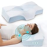 Mkicesky Seitenschläfer-Kissen, Memory-Schaum, orthopädisches Schlafkissen, ergonomisches Halswirbelkissen für Nackenschmerzen, hypoallergenem Kissenbezug für Rücken, Bauchschläfer (Queen-Size)