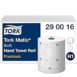 Tork Matic weiches Rollenhandtuch Premium 290016 - H1 Premium Papierhandtücher für Rollenhandtuchspender, besonders hohe Saugkraft, reißfest, 2-lagig, weiß - 6 Rollen x 100