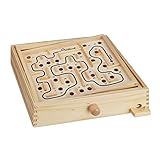 Relaxdays 10023502, Natur Holz Labyrinth Spiel, mit 2 Kugeln, Geschicklichkeitsspiel, Balancespiel, ab 3 Jahren, Brettspiel XL