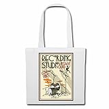 Tasche Umhängetasche RECORDING STUDIO VINTAGE SCHLAGZEUG MUSIK ROCKBAND TECHNO JAZZ FUNKY SOUL TRANCE FESTIVAL HOUSE HIPHOP HIP HOP DJ Einkaufstasche Schulbeutel Turnbeutel in Weiß