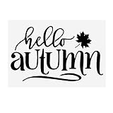 Hello Autumn Schablone, Schablonen Alphabet zum Malen auf den Holzwänden, einfach zu bedienen große Buchstaben Schablone, wiederverwendbar, DIY Projekt (11.63 x 8)