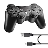 Diswoe Wireless Controller für PS3, Wireless Controller Double Shock Gaming Controller 6-Achsen Bluetooth Gamepad Joystick mit kostenlosem Ladekabel für PS3 C