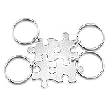 Sunligoo 4X Puzzle Schlüsselanhänger aus Edelstahl Partner Freundschaft Schlüsselbund Schlüsselring Keychain mit Persönlichen G