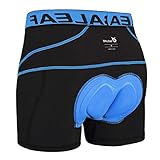 BALEAF Herren Fahrradhose Kurz Gepolstert Atmungsaktive Fahrradunterhose Coolmax 3D Gel Sitzpolster Blau L