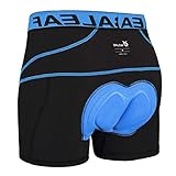 BALEAF Herren Fahrradhose Kurz Gepolstert Atmungsaktive Fahrradunterhose Coolmax 3D Gel Sitzpolster Blau XXL