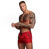 LOFHAS Herren Badeshorts Boardshorts Trainingshose mit Mesh-Futter und Verstellbarem Tunnelzug Kurze Schwimmhose Wassersport Kurze Hose (Schnelltrocknend)