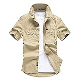 Herren Cargo Hemden mit Tasche,Mode lässiges Basic Slim Fit atmungsaktives schnell trocknendes Summer Kurzarm Werkzeughemd for Home Outdoor F