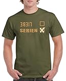 Comedy Shirts - Liebe Nein, Serien ja - Herren T-Shirt - Oliv/Hellbraun-Beige Gr. L