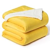 BEDSURE Decke Sofa Kuscheldecke gelb - warm Sherpa Sofaüberwurf Decke groß, Dicke Sofadecke Couchdecke, 220x240 cm XXL Wohndecke für C