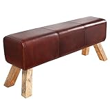 Invicta Interior Kultige Design Sitzbank Bock mit Echtleder Bezug 100cm Kult Schulsport Bank Turnbock-Optik Polsterbank Küchenbank