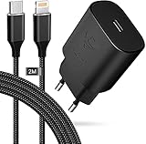 USB C Ladegerät,Aioneus 25w iPhone Ladegerät Schnellladegerät,PD 3.0 Power Adapter Ladestecker mit 2m Lightning Kabel,Fast Charger USB C Netzteil für iPhone 11 12 13 Pro Max XR XS Max X 8 7 6 Plus SE