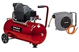 Einhell Kompressor TC-AC 190/50/8 (1500 W, max. 8 bar, Ölschmierung, 50 l-Tank, Rückschlag-/Sicherheitsventil, Entwässerungsschraube, gummierter Standfuß, inkl. Druckluft-Schlauchtrommel)