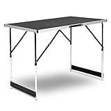 WOLTU® Campingtisch Klapptisch Gartentisch Arbeitstisch Balkontisch höhenverstellbar Aluminium Stahl MDF Schwarz CPT8121