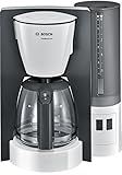 Bosch TKA6A041 ComfortLine Filterkaffeemaschine, Aroma+, Aromaschutz-Glaskanne, Auto-Off wählbar, abnehmbarer Wassertank, 1200 W, weiß
