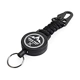 Schlüsselband ausziehbar - Ausweis Jojo - Schlüssel Jojo - Hold Fast Outdoor Schlüsselanhänger Keyholder Band mit Karabiner und Paracord schwarz black - Skip