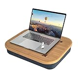 MY FAT GORILLA Laptop Unterlage aus Bambus mit Aufbewahrungsfach und Kabelloch, Laptopkissen im Bett oder Sofa für bis zu 17 Z