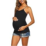 Maternity Damen Spaghetti Top Nursing Umstandstop Schwangere Frau ärmellos Umstandsshirt Mutterschaft Klassische Seite Geraffte T-Shirt Tops Mama Schwangerschaft Kleidung Bluse Tunika Top B