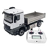 HYZH RC LKW Ferngesteuert für Benz, JDMODEL JDM-17F 1/14 4×4 RC Hydraulischer Muldenkipper mit Dreigang Getriebe und Differenzierte Sperre, RC Ingenieurfahrzeug für Kinder und Erwachsene - RTR