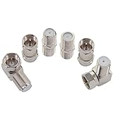 BOOBRIE 6-teiliges Set F-Stecker RG6 F-Stecker auf Buchse/F-Buchse auf Buchse/F-Stecker auf Stecker-Kupplung, Satellitenf-Typ Schraubverbinder-Buchse für Flachb
