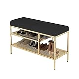 GGFHH Schuhbank, Schuhregal mit 2 Regalebenen und Sitzbank, Schuhschrank mit Sitzkissen für Flur Wohnzimmer, Sitzfläche bis 200 kg belastbar,Facile à Assemb