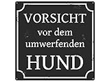 Interluxe 20x20CM METALLSCHILD Blechschild Türschild Vorsicht VOR DEM UMWERFENDEN H