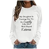 GFGHH T-Shirt Damen Oversized Mode Lose Rundhals Oberteile Vintage Drucken Bluse Streetwear Sport Sweatshirt Teenager Mädchen Tunika Tops Pullover Letter Print Casual Langarm Sportbekleidung H