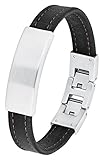 s.Oliver Herren-Armband Identarmband (gravurfähig) Edelstahl Leder 22