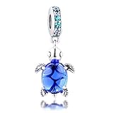 PANDOCCI 2020 Sommerblau Murano Glas Meeresschildkröte baumeln Perle 925 Silber DIY Passend für Original Pandora Armbänder Charme Modeschmuck