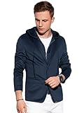 Ombre Blazer Sakko mit Kapuze, für Herren, moderner amerikanischer Stil, einfarbig, mit Reißverschluss, lässig, elegant, 2 Farben S-XXL (M, Marineblau)