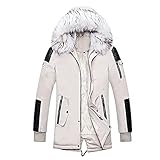 Haiorziyou Herren Steppjacke Mit Kapuze Einfarbig Langarm Parkas Plüschfleece Warme Mantel Reißverschluss Puffer Jacket Mit Taschen Daunenjacke Winterjacke Übergangsjack