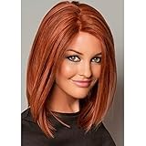 PORSMEER Auburn Rot Kurz Gerade Bob Perücken für Frauen, Ingwer Rot Natürliche Synthetische Haar Cosplay Tägliche Party Perück