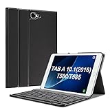 Fintie Tastatur Hülle für Samsung Galaxy Tab A 10,1 Zoll 2016 T580N/ T585N Tablet - Ultradünn leicht Schutzhülle mit magnetisch Abnehmbarer Drahtloser Deutscher Bluetooth Tastatur, Schw