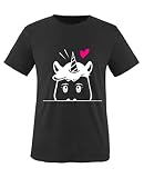 Comedy Shirts - Luscherndes Einhorn - Mädchen T-Shirt - Schwarz/Weiss-Pink Gr. 152/164