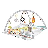 Fisher-Price HBB74 - 5 Sinnes Baby Spieldecke, kuschelig weiche Krabbeldecke mit Sensorik Spielzeug, sechs abnehmbare Beschäftigungsspielzeuge, Babyaustattung ab der Geb