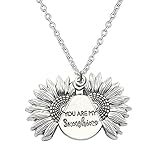 Savlot Halskette Zinklegierung Sonnenblume doppelseitiger Schriftzug Anhänger Halskette Schmuck für Erwachsene Jugendliche Geburtstagsgeschenk für Freundin Mutter Weihnachtsgeschenk