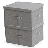 Aufbewahrungsboxen mit Deckel -aufbewahrungstasche waschbar grau -aufbewahrungskörbe stoff - für Ikea PAX - faltbare Stoffboxen mit Griffen, Aufbewahrung von Kleidung Spiegelzeug (50X40X30 2stk)