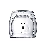 Timpfee Glasbecher Becher Doppelschicht Klarbecher Doppelwand Glasbecher Bär Ente Tee Geschenk Niedlich Cartoon für Haushalt Zubehör Küchenbedarf Kaffee, Tee, Espresso, B