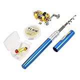 Lixada Mini Angel Reel Combo Kit, Pen Angelrute + Fishing Wheel + Angelschnur + Weiche Köder + Hook
