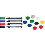 Schneider Maxx 290 Marker (für Whiteboards und Flipcharts, Rundspitze 2-3 mm Strichstärke) Etui mit 4 Farben & Franken GmbH HM20 99 Magnet (24 mm, 300 g) 10 Stück