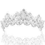 Coucoland Braut Tiara Hochzeit Krone Luxus Prinzessin Diadem Kristall Geburtstag Krone Damen Kostüm Accessoires (Stil 2 - Silber)