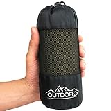 Outdoro Hüttenschlafsack, Ultra-Leichter Reise-Schlafsack - nur 350 g aus Reiner Baumwolle mit Kissen-Fach - dünn & klein - Inlett, Travel-S