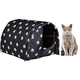 GIMOCOOL Katzenhaus Haustier Haus Hundehütte Katzenbett Hundebett Mit weichem Futter Faltbares Waschbar Wetterfest Katzenhaus Tierheim Für Haustiere M 42x30x28