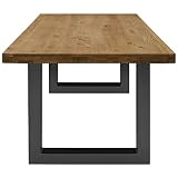 COMIFORT Esstisch - Möbel für Wohnzimmer Büro Robustes und modernes Büro in geräucherter massiver Eiche, U-Form Graphite Stahlbeine (160x90 cm)