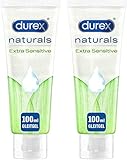 Durex Naturals Gleitgel auf Wasserbasis – Gleitmittel aus 100% natürlichen Inhaltsstoffen und mit Intim-Balance-Formel – 2 x 100 ml in der Tub